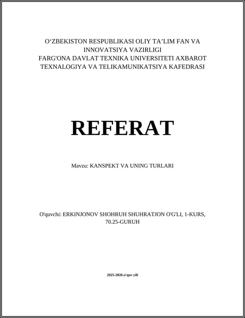 KANSPEKT VA UNING TURLARI