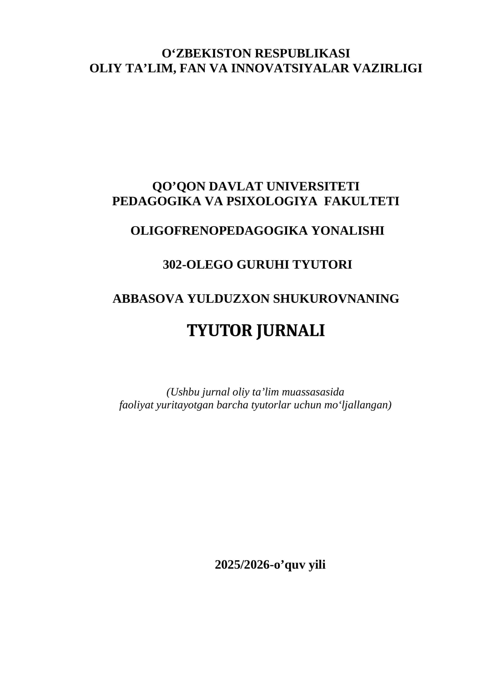 TYUTOR JURNALI