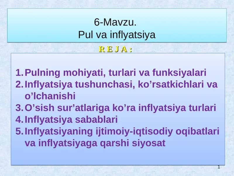 Pul va inflyatsiya
