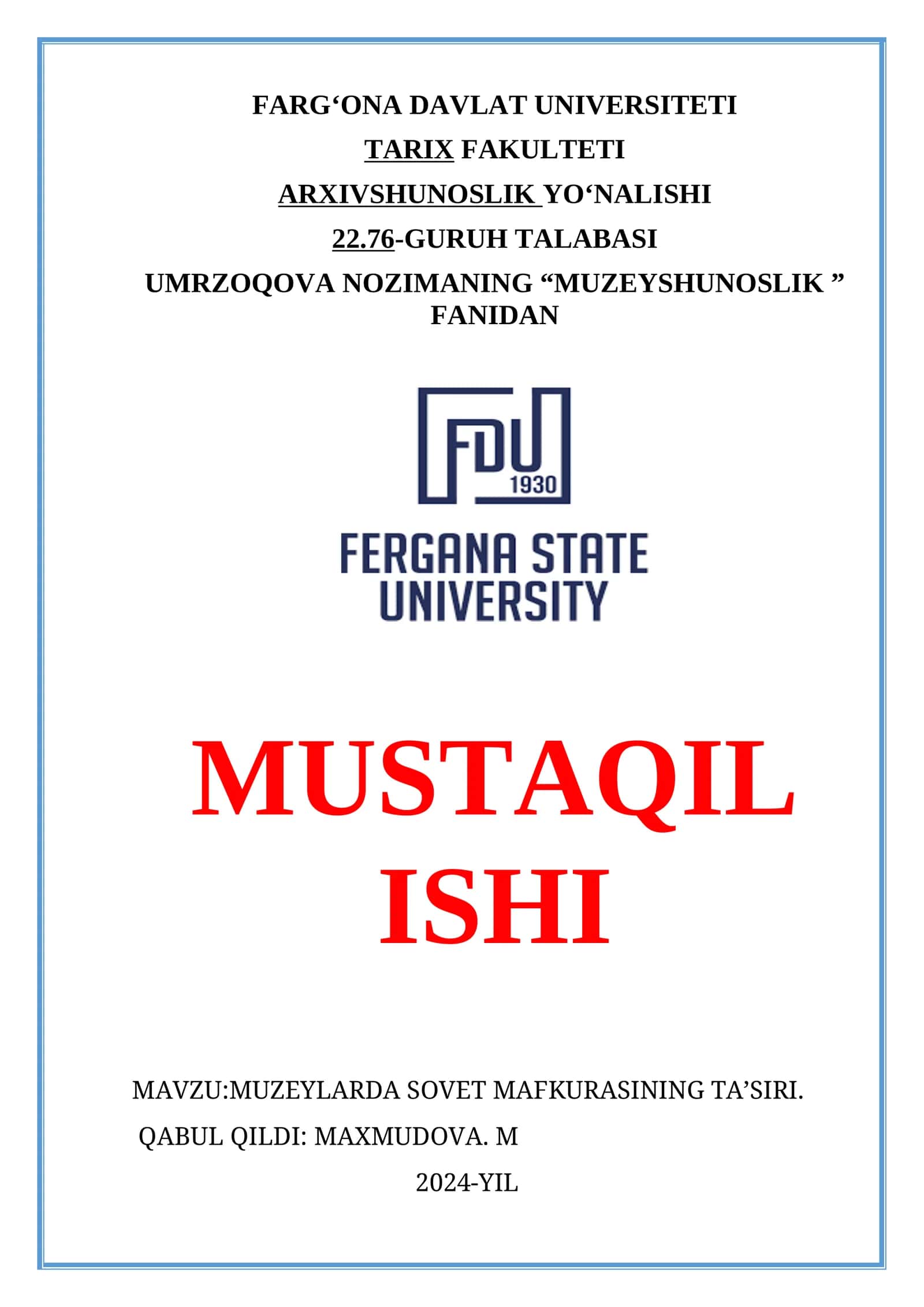MUZEYLARDA SOVET MAFKURASINING TA’SIRI