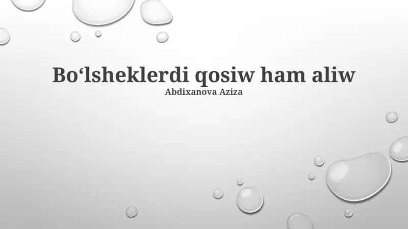 Bólsheklerdi Qosıw hám Alıw
