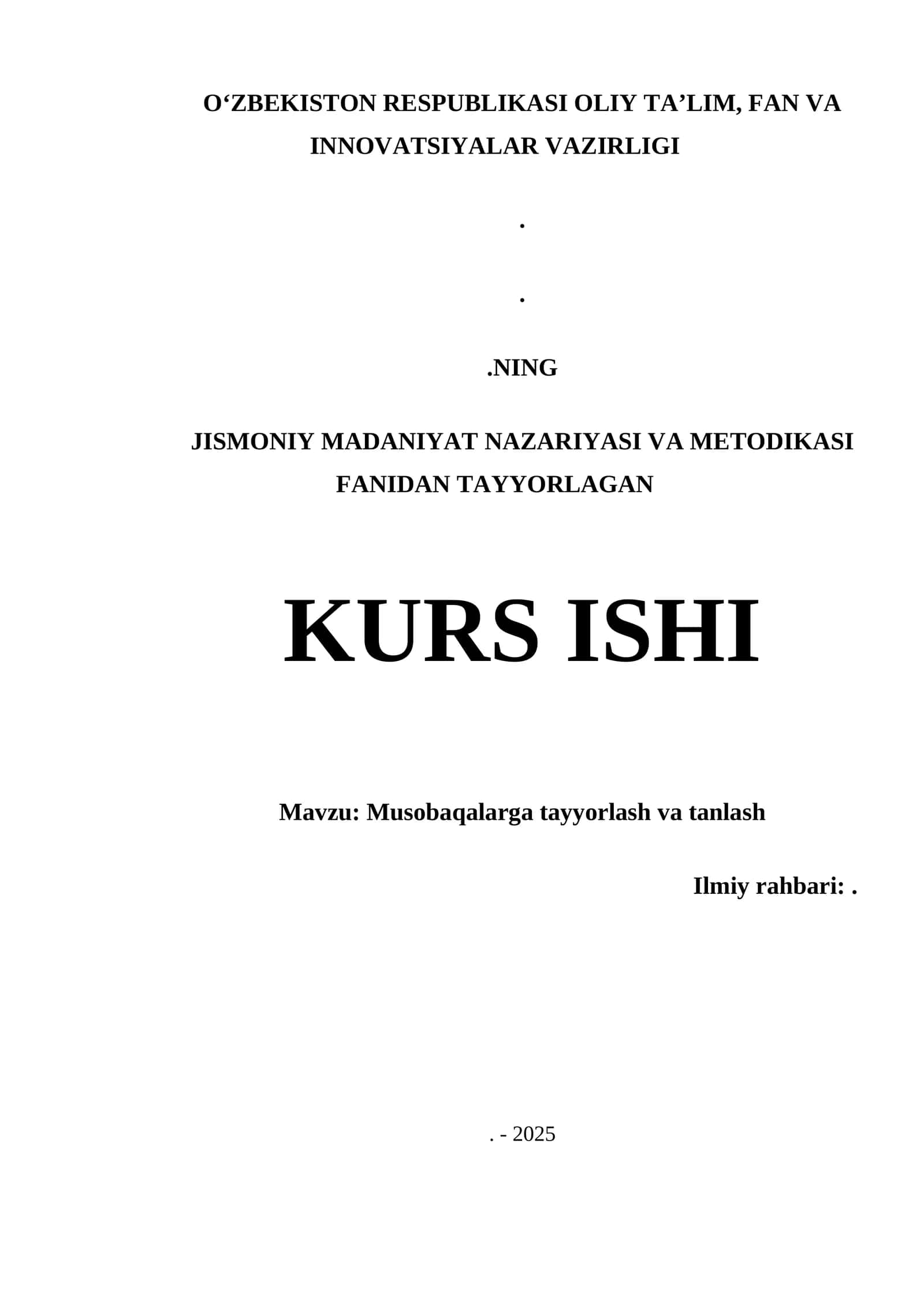 Musobaqalarga tayyorlash va tanlash
