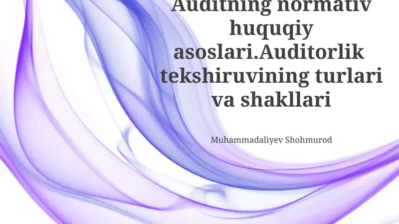 Auditning normativ huquqiy asoslari