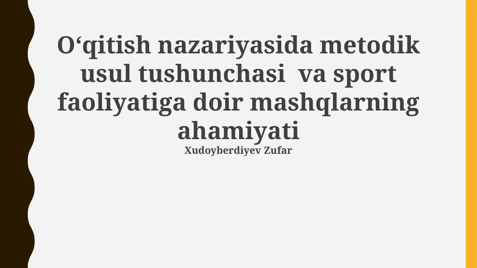 Metodik metodlarni o'qituvchilar tomonidan qo'llash