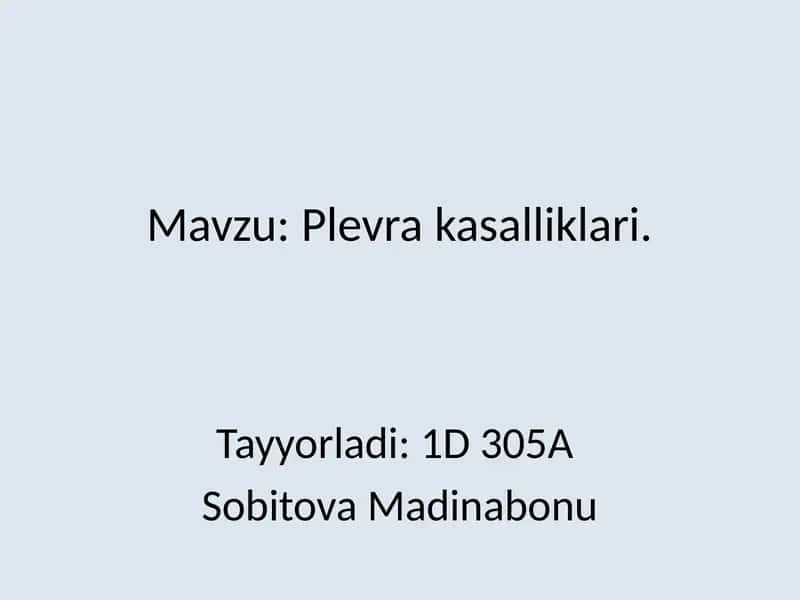 Plevra kasalliklari