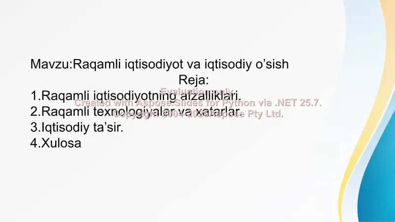 Raqamli iqtisodiyot va iqtisodiy o’sish