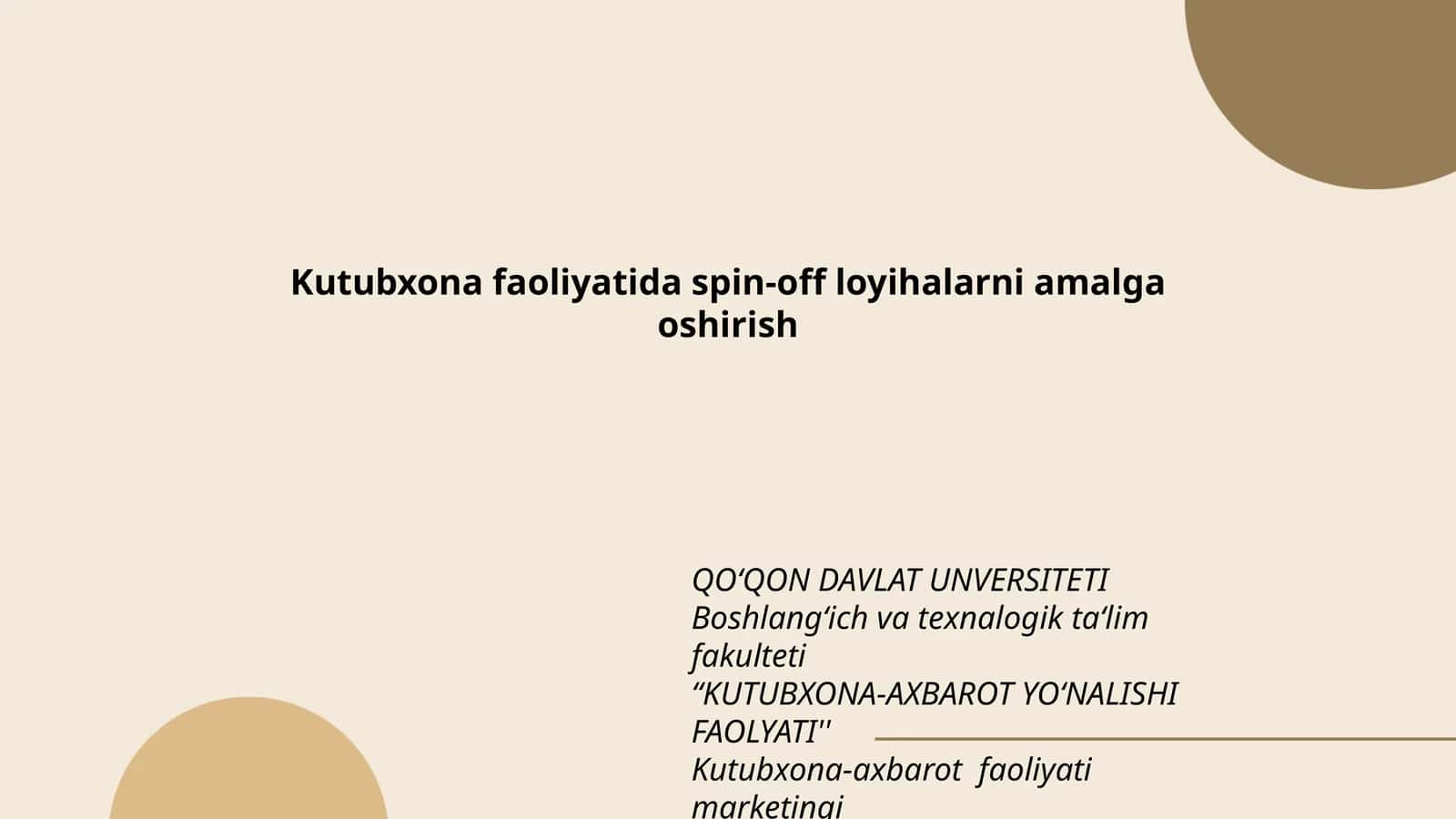 KUTUBXONA-AXBAROT YO‘NALISHI FAOLYATI