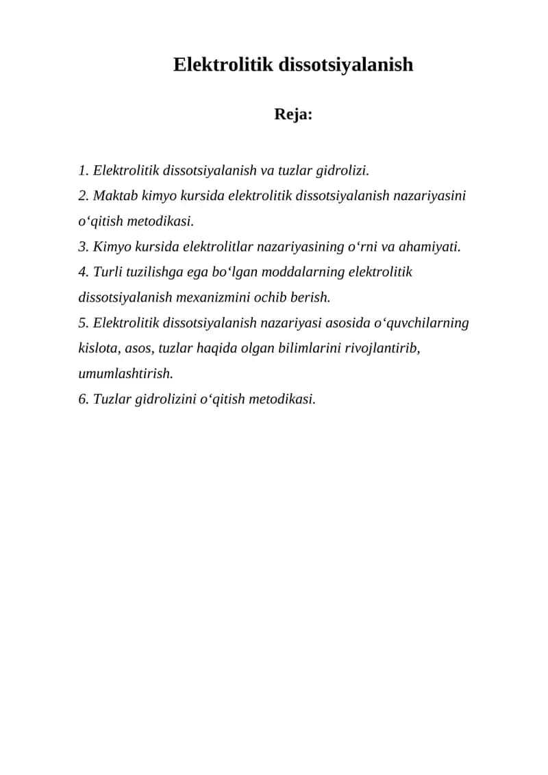 Elektrolitik dissotsiyalanish