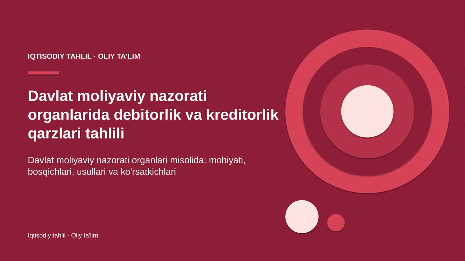 Davlat moliyaviy nazorati organlari debitorlik va kreditorlik qarzlari tahlili