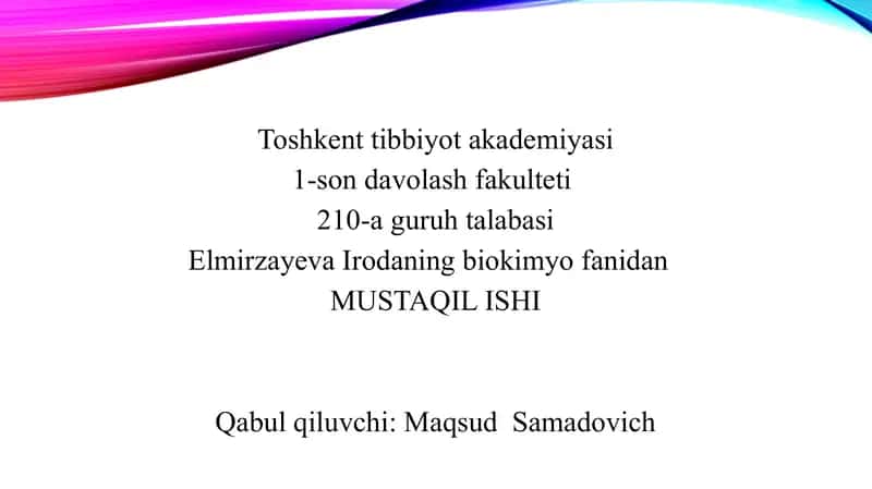 Katabolizmning umumiy yo‘llari va gipoenergetik holatlar
