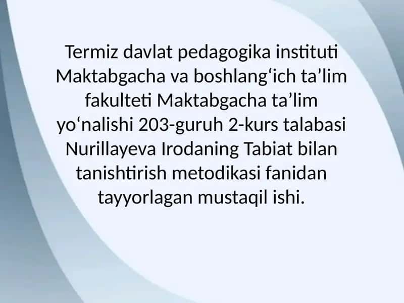 Bolalarni tabiat bilan tanishtirish