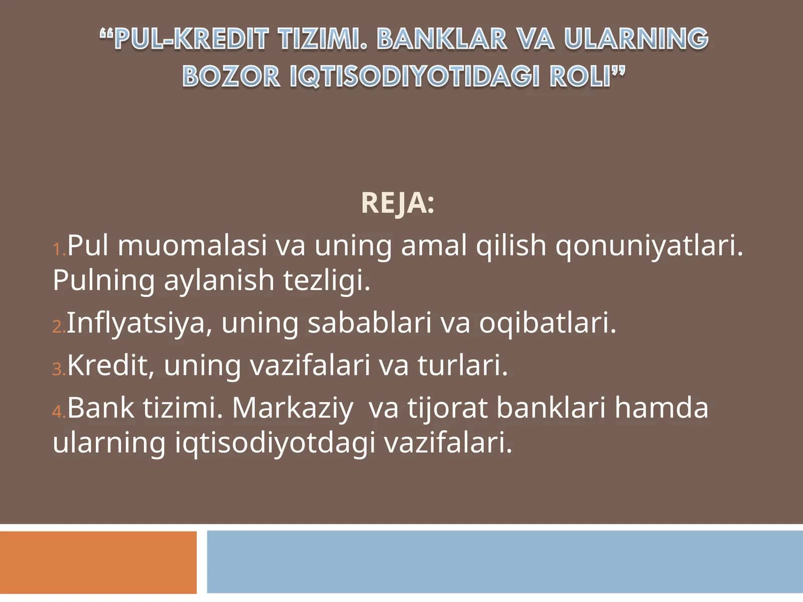 Pul muomalasi va uning amal qilish qonuniyatlari