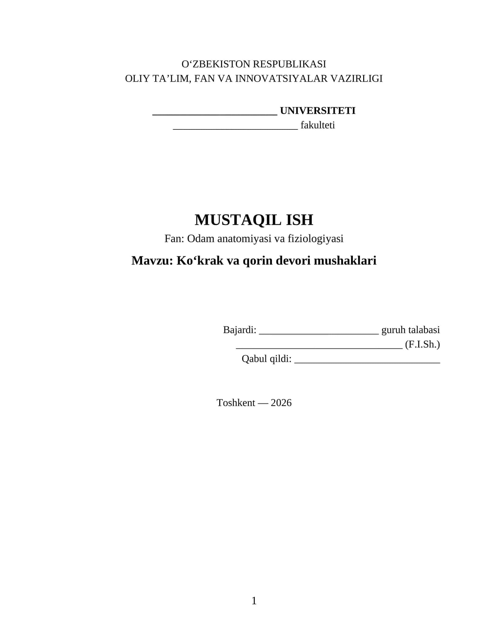 Odam anatomiyasi va fiziologiyasi
