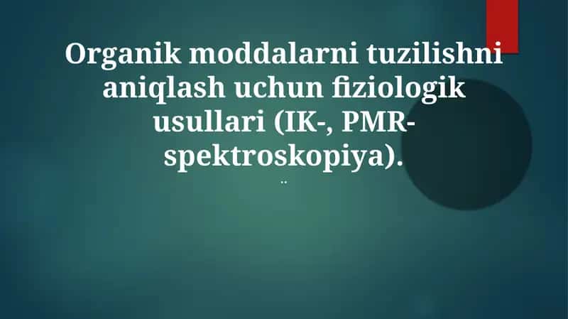 Infraqizil Spektroskopiyasi (IR)