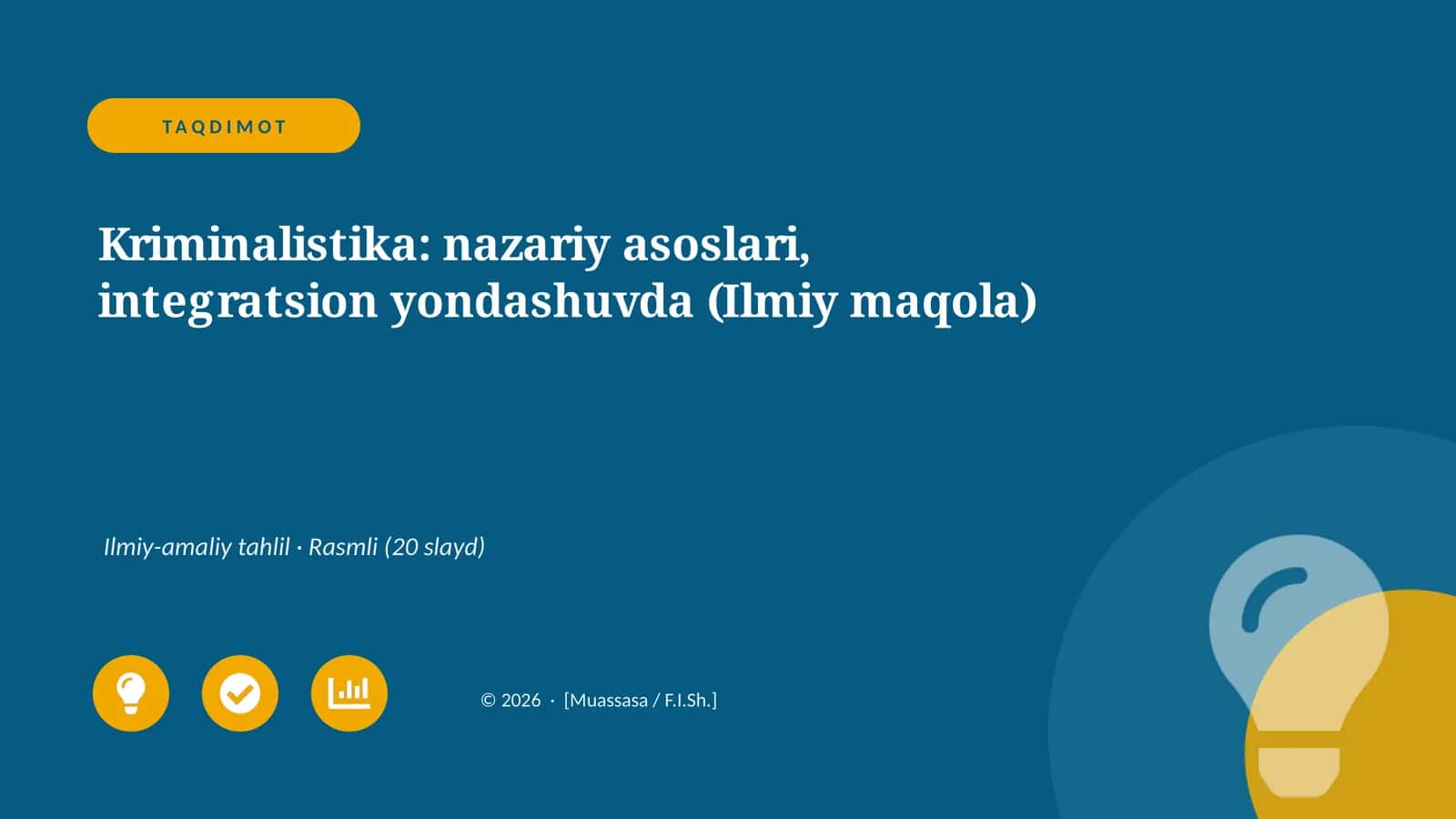 Kriminalistika: nazariy asoslari, integratsion yondashuvda (Ilmiy maqola)