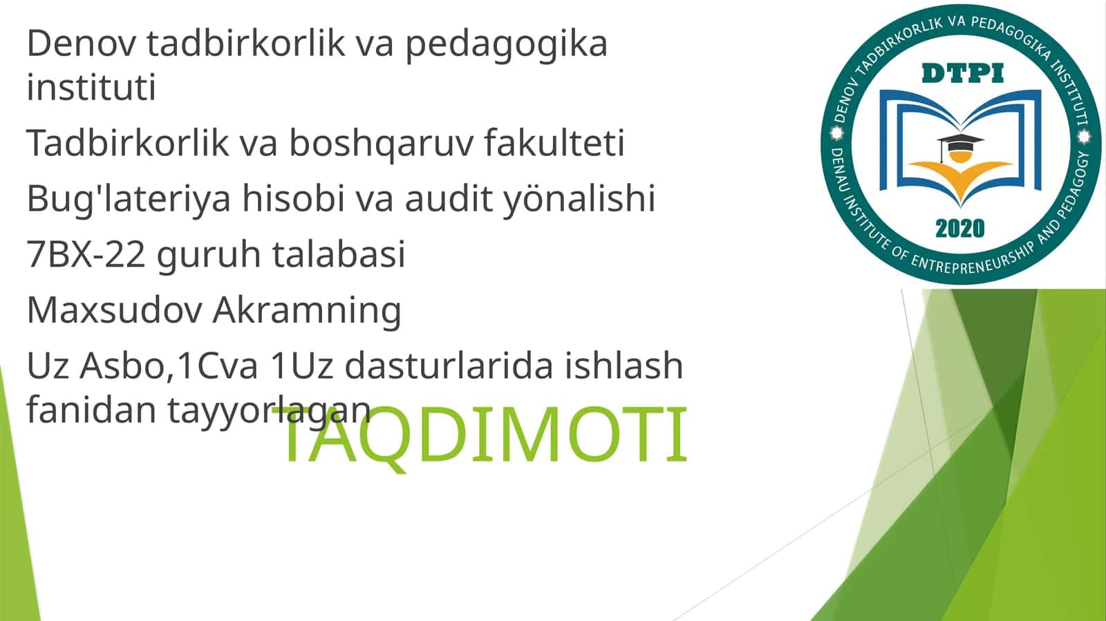 Korxona ma’lumotlarini kiritish 1c uzasbo