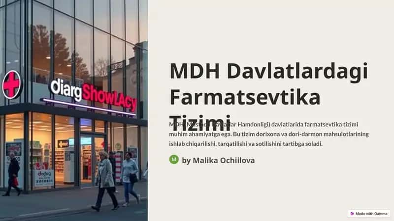 MDH Davlatlardagi Farmatsevtika Tizimi