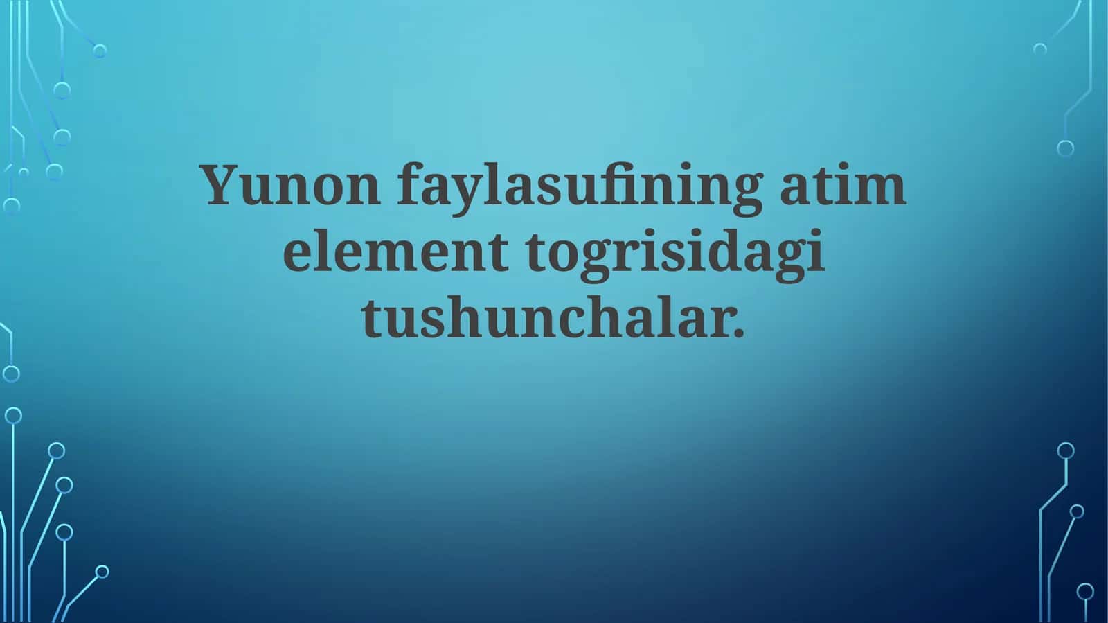 Qadimgi Yunon Elementlari Nazariyasining Merosі