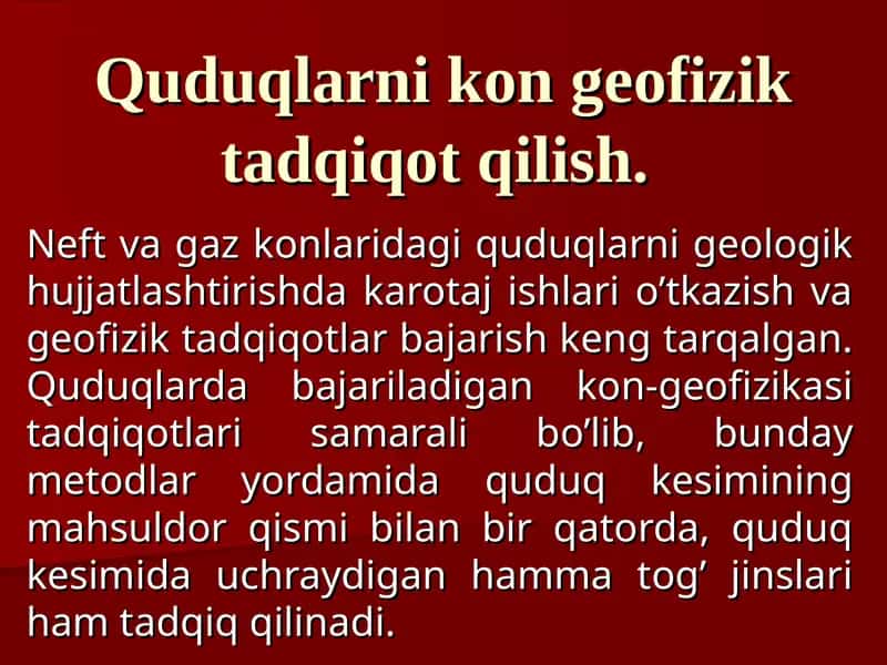 Quduqlarni kon geofizik tadqiqot qilish