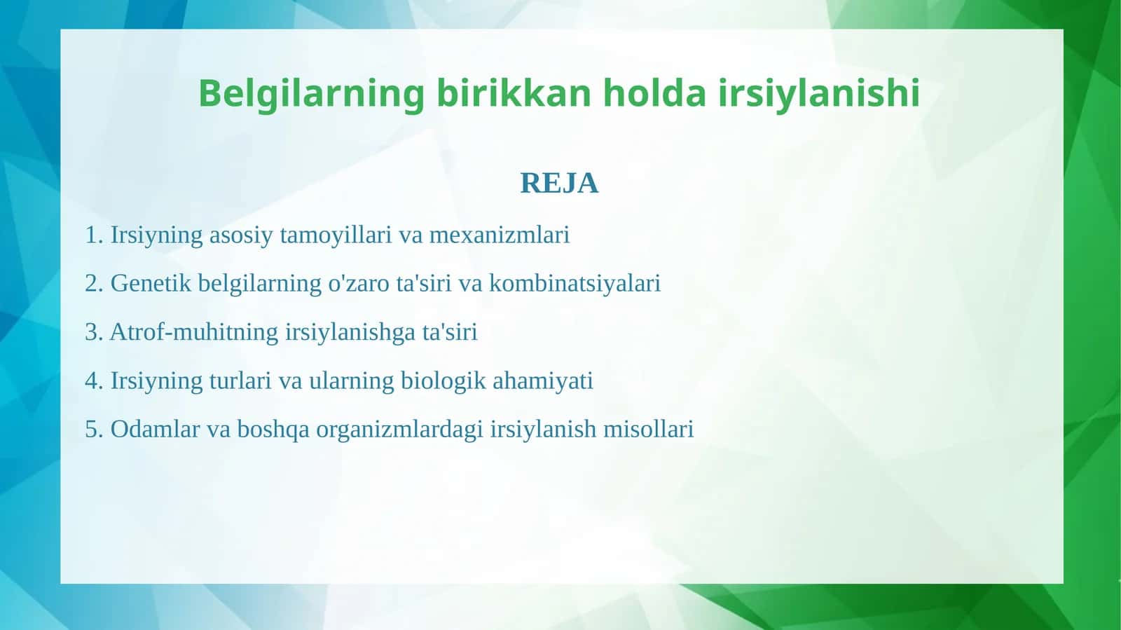 Irsiyning birikkan holda irsiylanishi