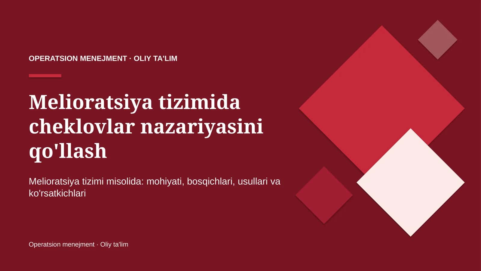 melioratsiya tizimida cheklovlar nazariyasini qo'llash 9316