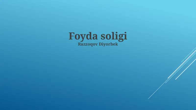 Foyda Soliqining To'lanishi