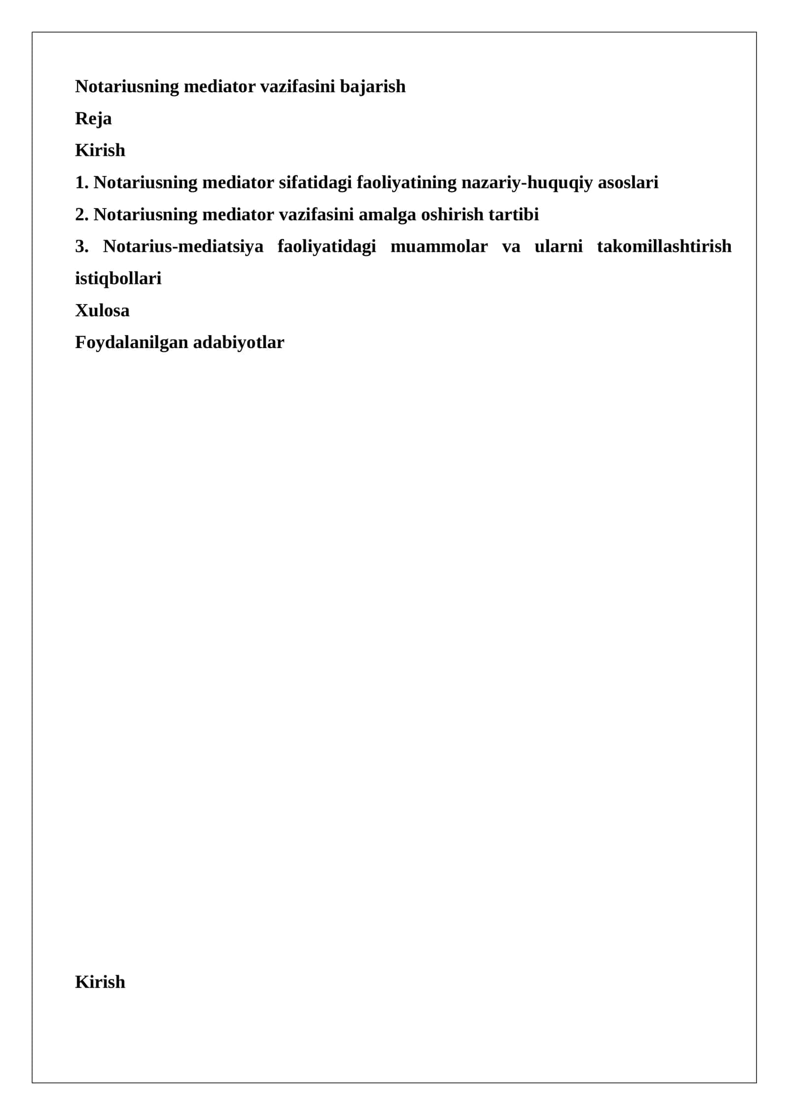 Notariusning mediator vazifasini bajarish