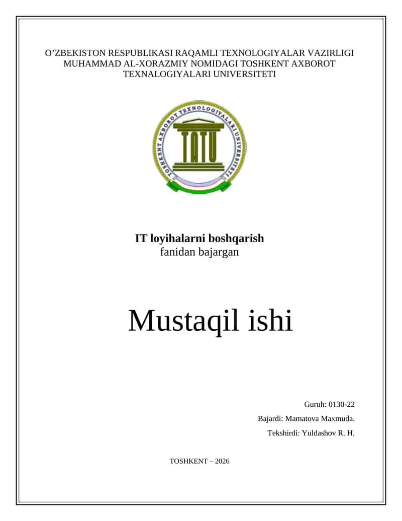IT loyihalarni boshqarish