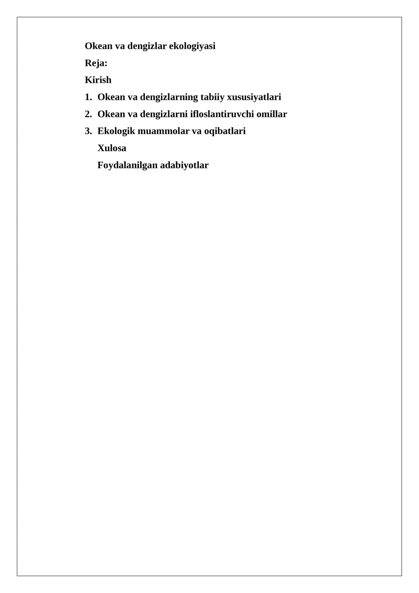 Okean va dengizlar ekologiyasi