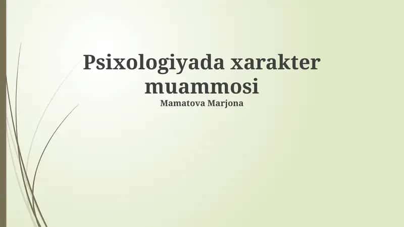 Psixologiyada xarakter muammosi