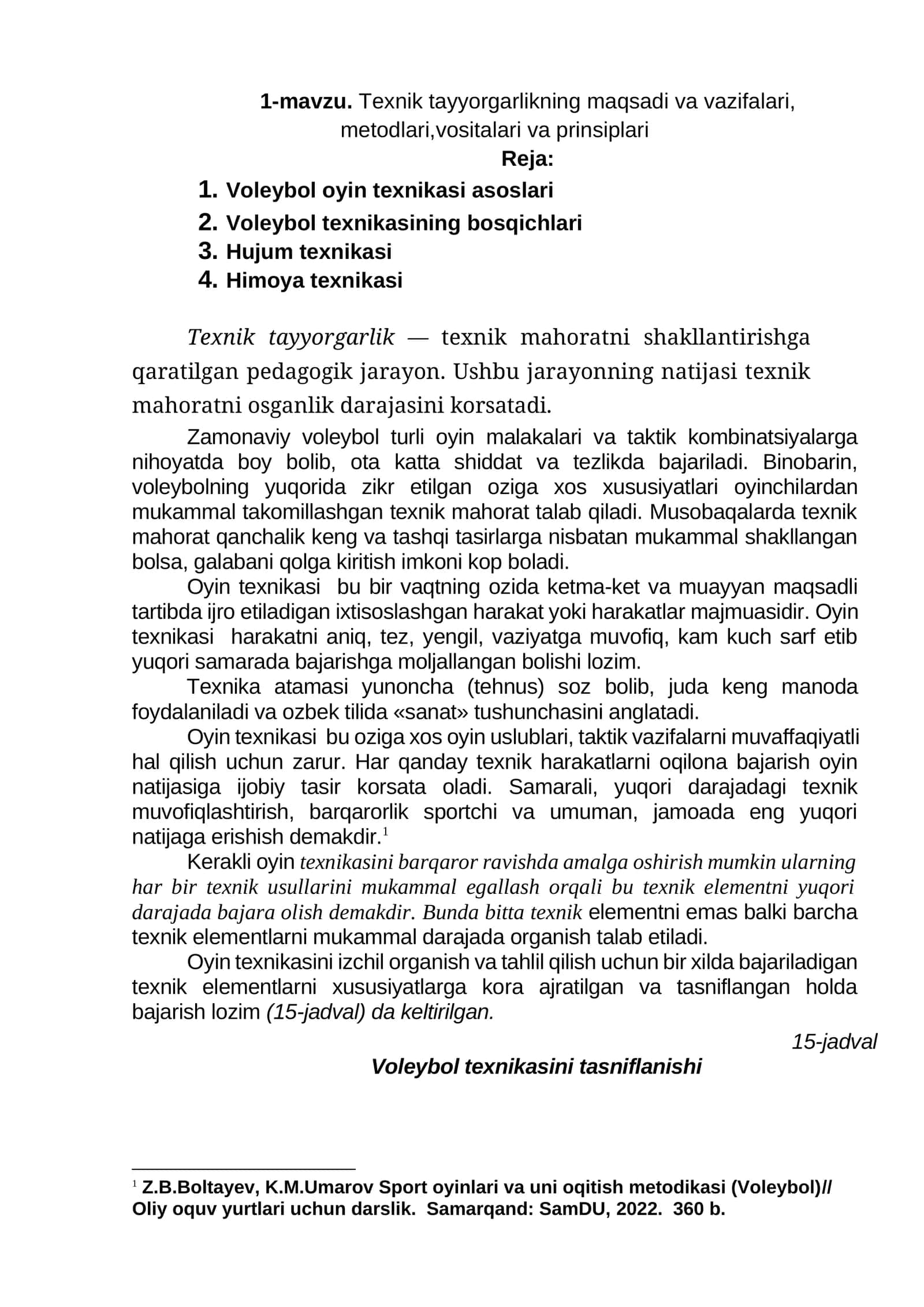 Voleybol o'yin texnikasi asoslari