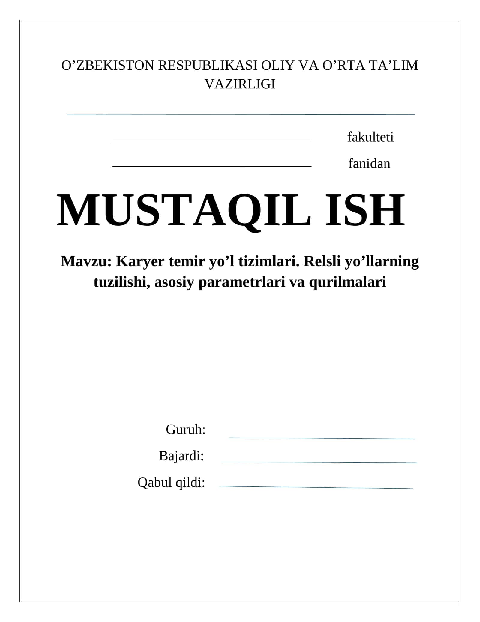 Karyer temir yo’l tizimlari