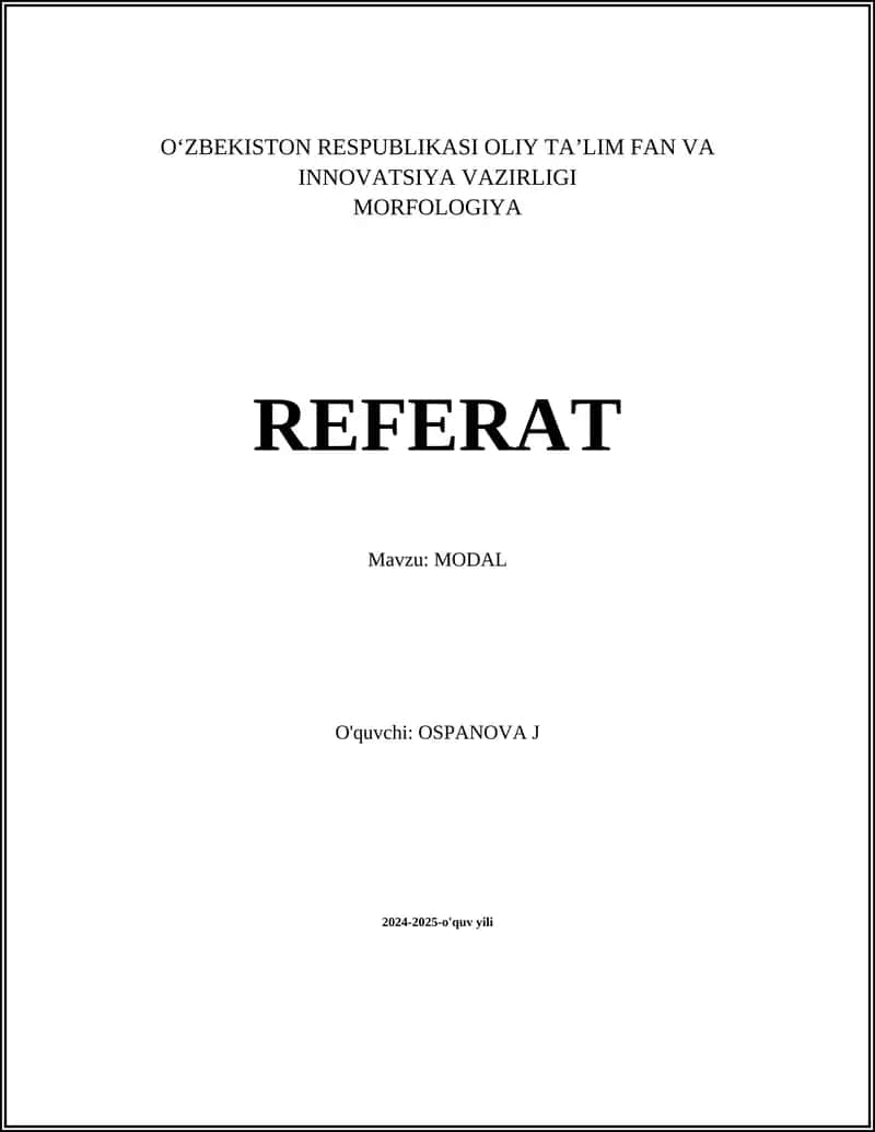 MORFOLOGIYA REFERAT