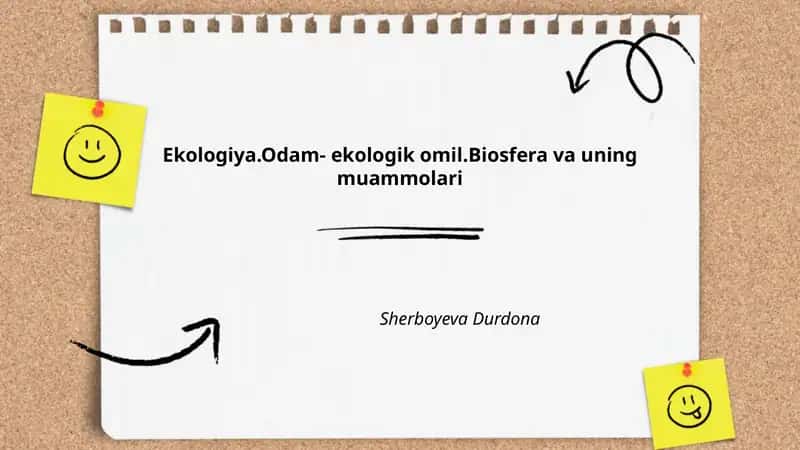 Ekologiya.Odam- ekologik omil.Biosfera va uning muammolari
