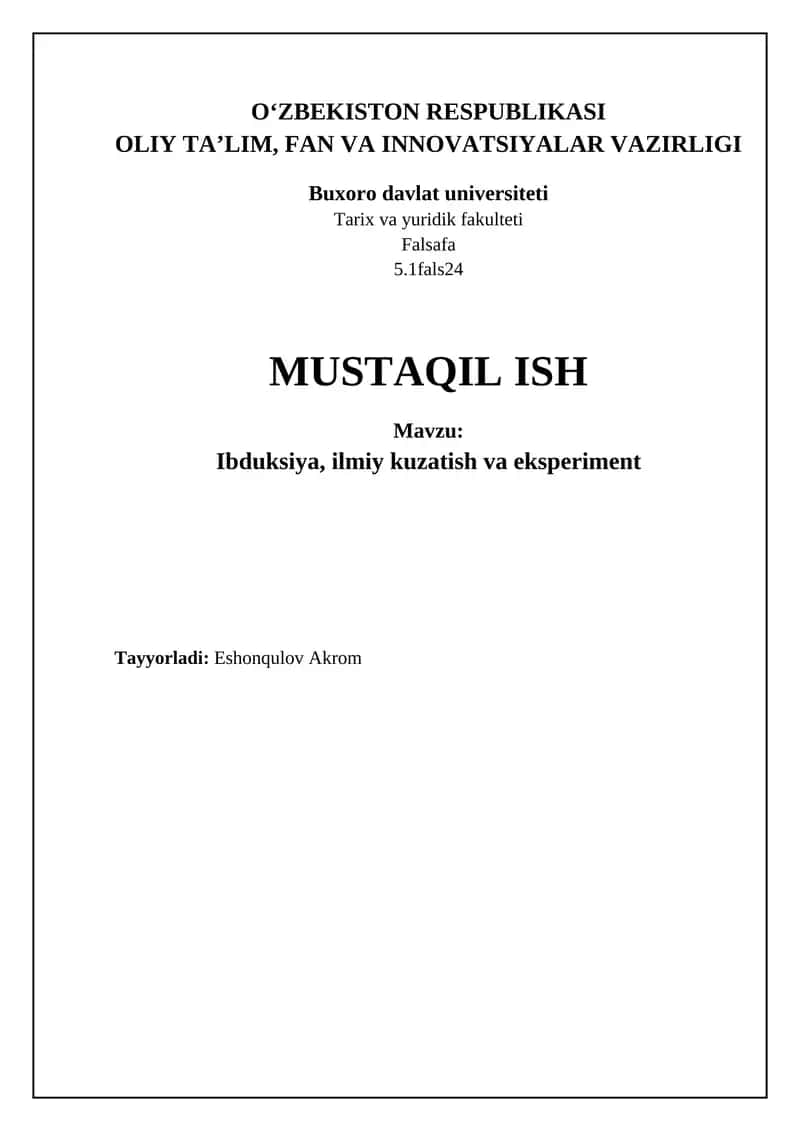 Ibduksiya, ilmiy kuzatish va eksperiment