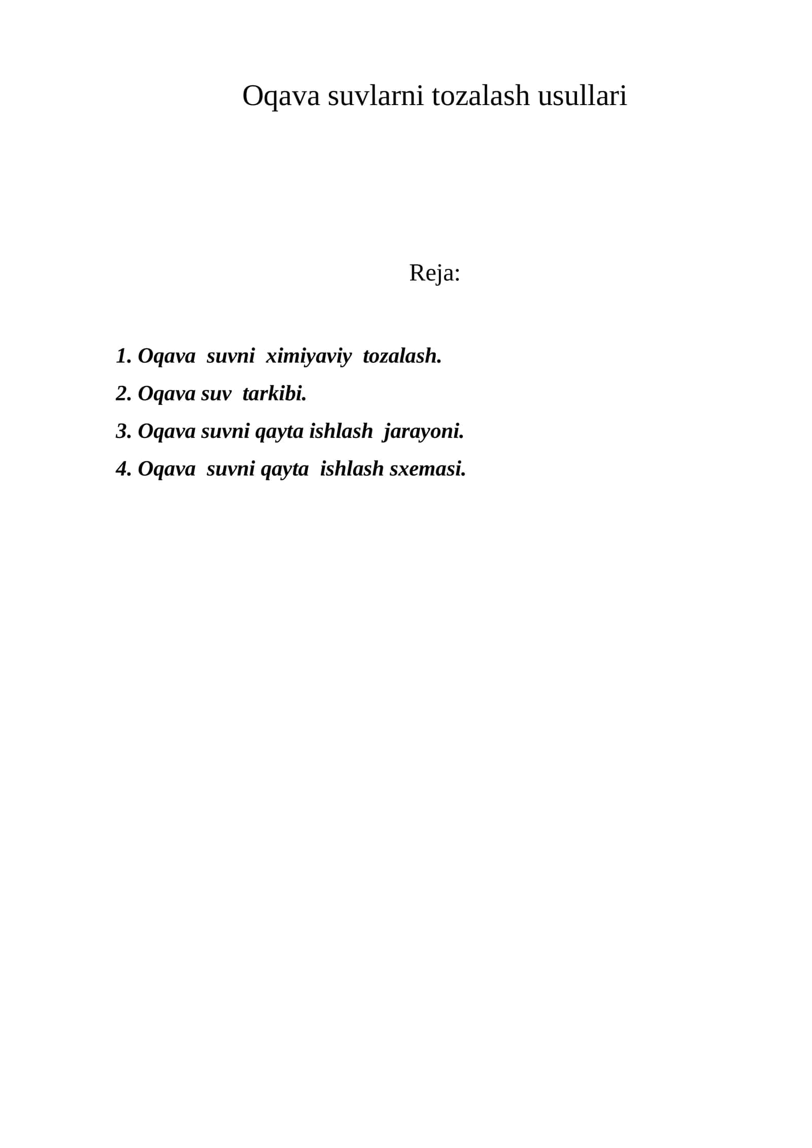 Oqava suvlarni tozalash usullari