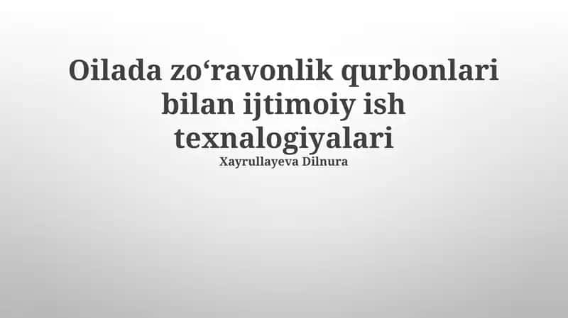 Uyushgan zo'ravonlik qurbonlariga texnologiyalardan foydalanish