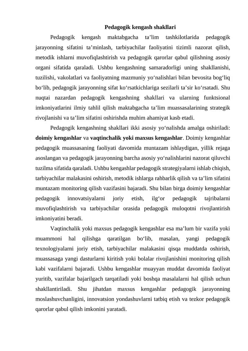 Pedagogik kengash shakllari