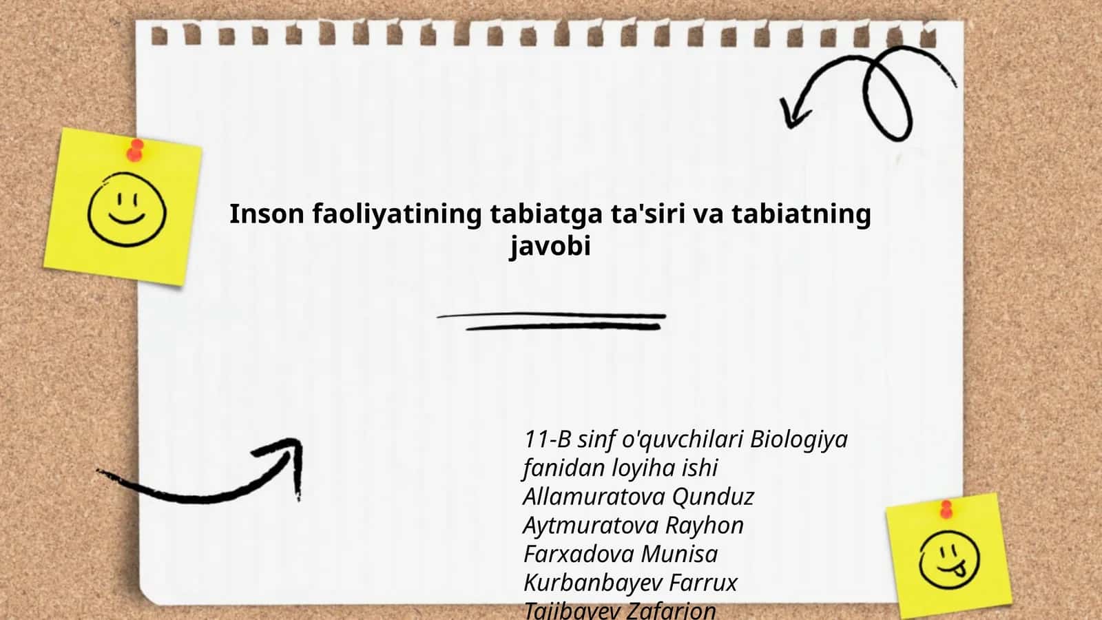 11-B sinf o'quvchilari Biologiya fanidan loyiha ishi