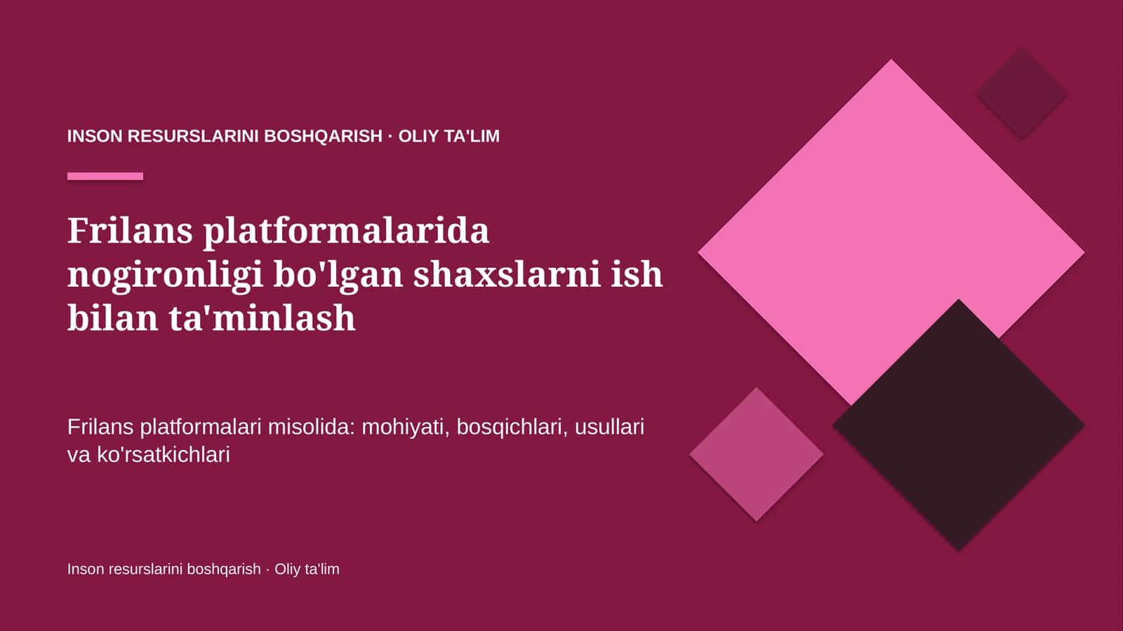 Frilans platformalarida nogironligi bo'lgan shaxslarni ish bilan ta'minlash