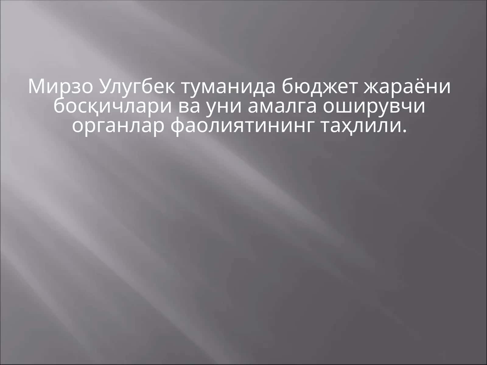 Мирзо Улугбек туманида бюджет жараёни босқичлари ва уни амалга оширувчи органлар фаолиятининг таҳлили