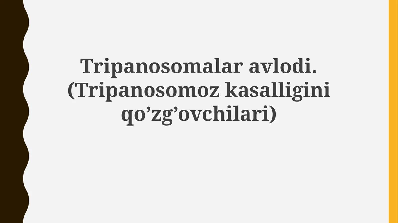 Tripanosomalaravlodi. (Tripanosomozkasalliginiqo’zg’ovchilari)