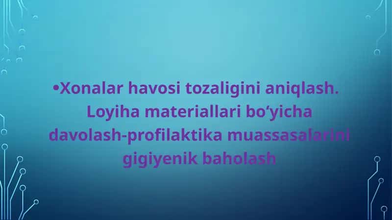 Kasalxonalar havo sifati tozaligini aniqlash