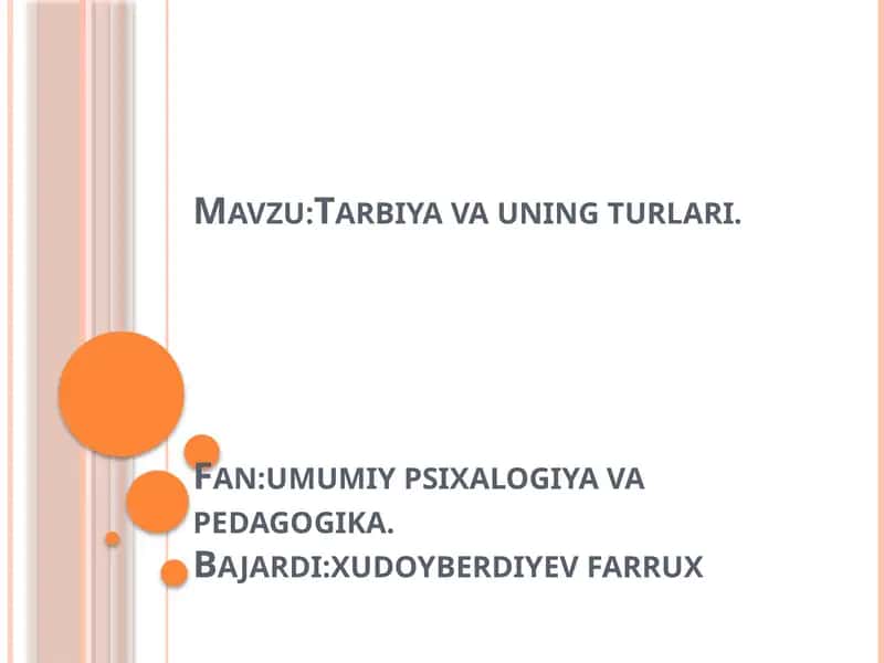 Tarbiya va uning turlari