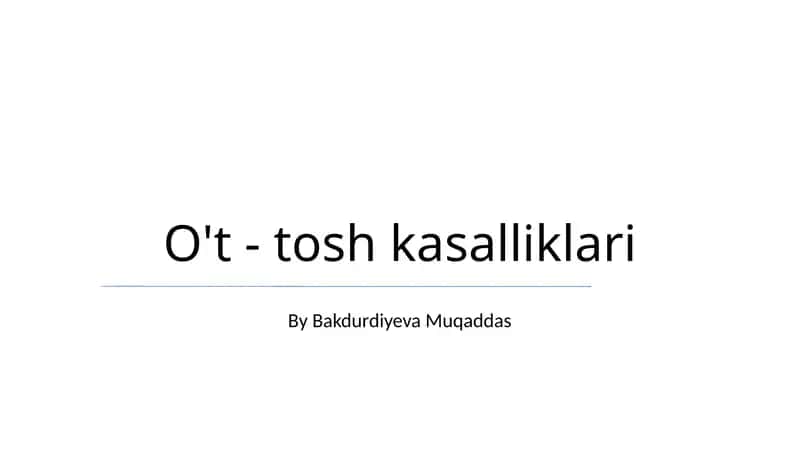 O't - tosh kasalliklari