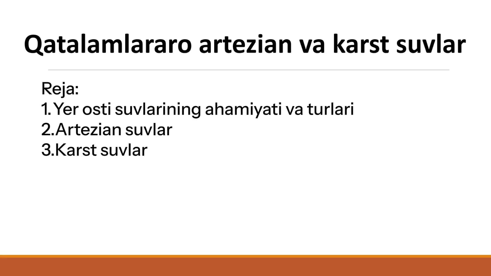 Qatlamlararo artezian va karst suvlar