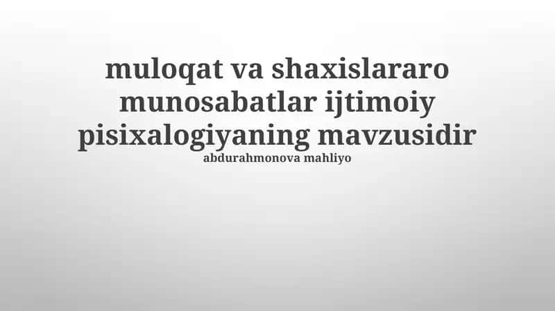 Ijtimoiy Psixologiyaning Asosiy Tushunchalari