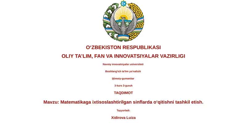 Matematikaga ixtisoslashtirilgan sinflarda o‘qitishni tashkil etish