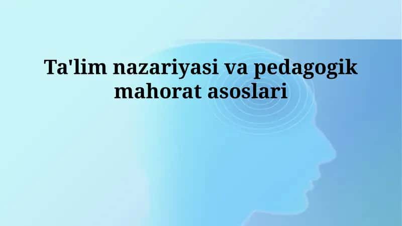 Ta'lim nazariyasi va pedagogik mahorat asoslari