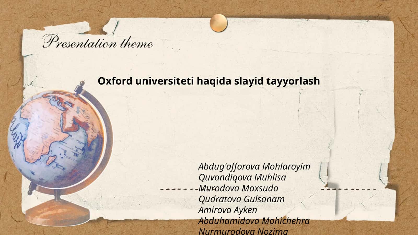 Oxford universiteti haqida slayid tayyorlash